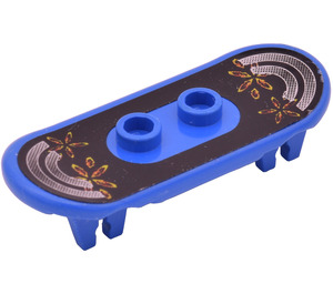 LEGO Blauw Skateboard met Vier Wiel Clips met Zilver Neus & Staart Sticker (42511)