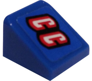 LEGO Blauw Helling 1 x 1 (31°) met CC (Links) Sticker (50746)
