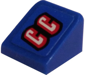 LEGO Blauw Helling 1 x 1 (31°) met CC (Rechtsaf) Sticker (50746)