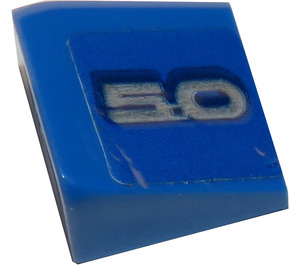 LEGO Bleu Pente 1 x 1 (31°) avec Argent '5.0' (Model La gauche Côté) Autocollant (35338)