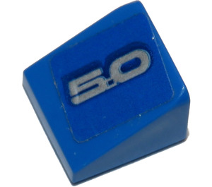 LEGO Bleu Pente 1 x 1 (31°) avec Argent '5.0' (Model Droite Côté) Autocollant (35338)