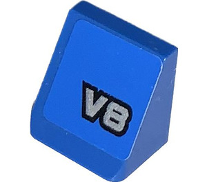 LEGO Blue Slope 1 x 1 (31°) with Silver 'V8' on Blue Sticker (35338)