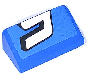 LEGO Blau Steigung 1 x 2 (31°) mit '5' (upper part) Aufkleber (85984)