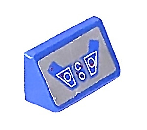 LEGO Blue Slope 1 x 2 (31°) with Control Instruments Sticker (85984)