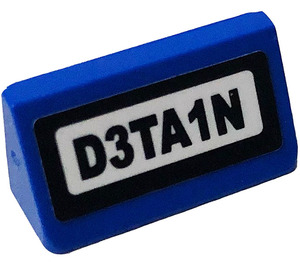 LEGO Blauw Helling 1 x 2 (31°) met 'D3TA1N' Sticker (85984)