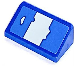LEGO Blauw Helling 1 x 2 (31°) met Grijs Stripe Sticker (85984)