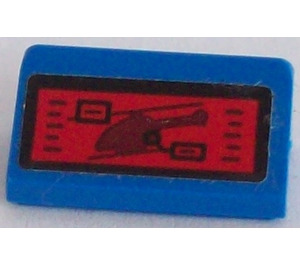 LEGO Bleu Pente 1 x 2 (31°) avec Helicopter sur rouge Screen Autocollant (85984)