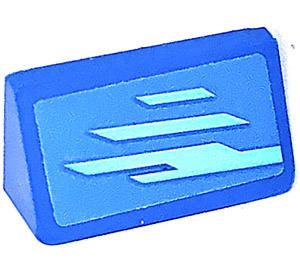 LEGO Blue Slope 1 x 2 (31°) with Light Blue Stripes Right Sticker (85984)