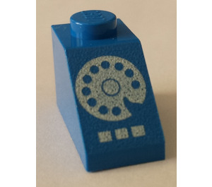 LEGO Bleu Pente 1 x 2 (45°) avec blanc Rotary Phone (3040)