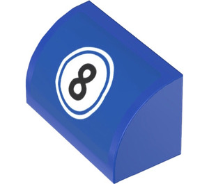 LEGO Blauw Helling 1 x 2 Gebogen met ‘8’ Sticker (37352)