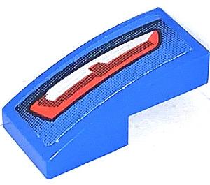 LEGO Blauw Helling 1 x 2 Gebogen met Backlight Links Sticker (11477)