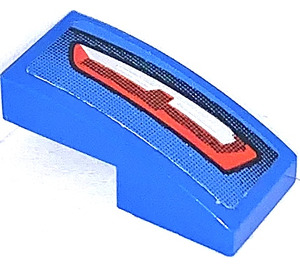LEGO Blue Slope 1 x 2 Curved with Backlight Right Sticker (11477)