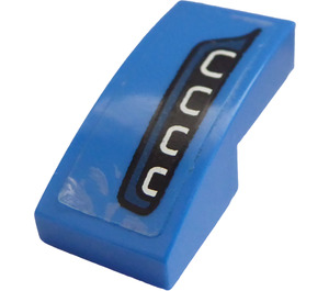 LEGO Blue Slope 1 x 2 Curved with Frontlight Left Side Sticker (11477)