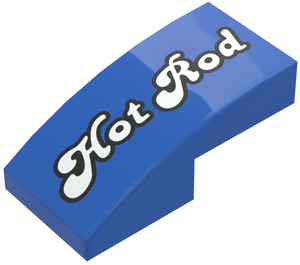 LEGO Blauw Helling 1 x 2 Gebogen met 'Hot Rod' (Model Links) Sticker (3593)