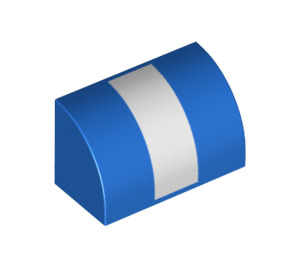 LEGO Blau Steigung 1 x 2 Gebogen mit Weiß stripe (94858 / 101875)