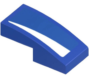 LEGO Blue Slope 1 x 2 Curved with White Triangle Sticker (3593)
