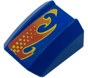 LEGO Blue Slope 1 x 2 x 2 Curved with Flames (Right Half) Sticker (30602)
