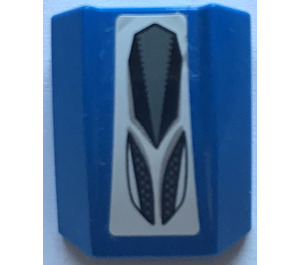 LEGO Blue Slope 1 x 2 x 2 Curved with Grille Sticker (30602)