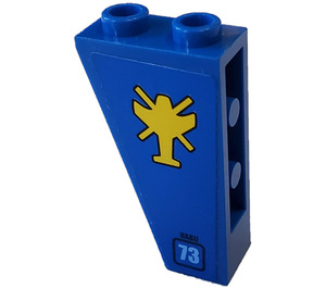 LEGO Blu Pendenza 1 x 2 x 3 (75°) Invertito con Elicottero, 73 Destra Adesivo (2449)