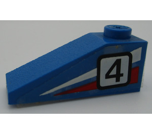 LEGO Blue Slope 1 x 3 (25°) with Black Number 4 on Left Side Sticker (4286)