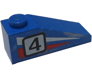 LEGO Blue Slope 1 x 3 (25°) with Black Number 4 on Left Side Sticker (4286)