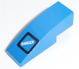 LEGO Blue Slope 1 x 3 Curved with 'DANGER' Sticker (50950)