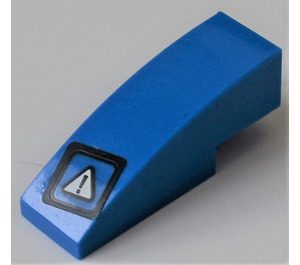 LEGO Blue Slope 1 x 3 Curved with white caution triangle Sticker (50950)