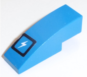 LEGO Blue Slope 1 x 3 Curved with White Lightning Bolt Sticker (50950)
