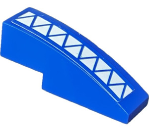 LEGO Blue Slope 1 x 3 Curved with White Triangles Sticker (50950)
