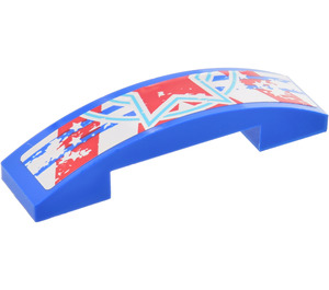 LEGO Blue Slope 1 x 4 Curved Double with Red Star (Lower) Sticker (93273)
