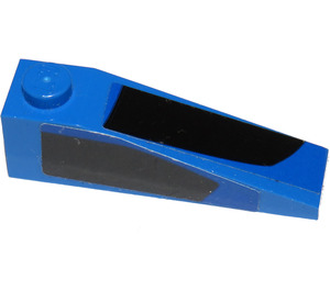 LEGO Blue Slope 1 x 4 x 1 (18°) with Black Curved Thick Stripe on Top and Side (Model Left Side) Sticker (60477)