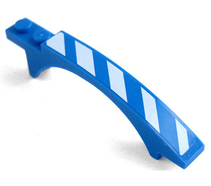 LEGO Blue Slope 1 x 8 x 1.6 Curved with Arch with Arch and Blue and White Danger Stripes Left Sticker (50967)