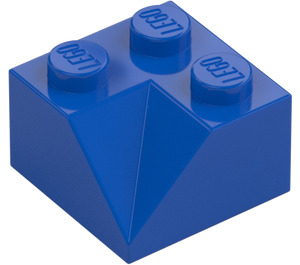 LEGO Blauw Helling 2 x 2 (45°) Dubbele Concave (Glad oppervlak) (3046)