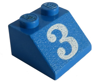 LEGO Blue Slope 2 x 2 (45°) with "3" (3039)