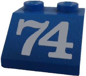 LEGO Blau Schrägstein 2 x 2 (45°) mit Number 74 (3039)