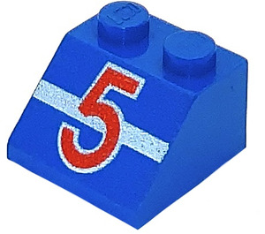 LEGO Azul Con pendiente 2 x 2 (45°) con con Rojo 5 Printing (3039)