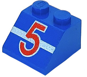LEGO Blue Slope 2 x 2 (45°) with with Red 5 Printing (3039)