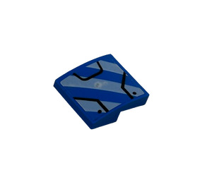 LEGO Blue Slope 2 x 2 Curved with Black Lines and White Danger Stripes (Model Right) Sticker (15068)
