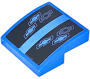 LEGO Blue Slope 2 x 2 Curved with Blue Stripe and Chevrolet Emblems Sticker (15068)