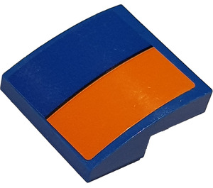 LEGO Blau Steigung 2 x 2 Gebogen mit Blau Stripe und Orange Stripe Recht Aufkleber (15068)