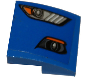 LEGO Bleu Pente 2 x 2 Incurvé avec Phare / Fog Light (Model Droite Côté) Autocollant (15068)