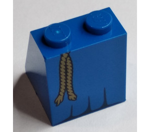 LEGO Blau Steigung 2 x 2 x 2 (65°) mit Schwarz Hem Folds, Tan Rope Gürtel Muster mit Unterrohr (3678)