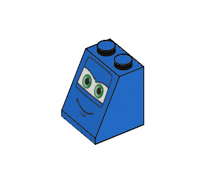 LEGO Blue Slope 2 x 2 x 2 (65°) with Face with Green Eyes with Bottom Tube (3678 / 70159)