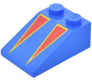 LEGO Bleu Pente 2 x 3 (25°) avec Deux rouge/Gold Triangles avec surface rugueuse (3298)