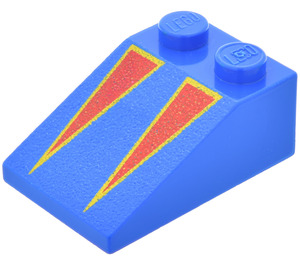 LEGO Blue Slope 2 x 3 (25°) with Two Red/Gold Triangles with Rough Surface (3298 / 82862)