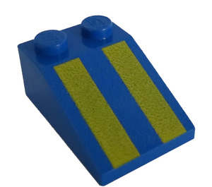 LEGO Bleu Pente 2 x 3 (25°) avec Jaune Rayures avec surface rugueuse (3298)