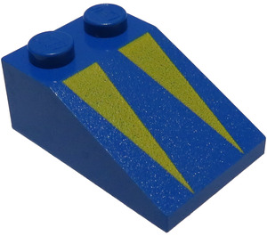 LEGO Blue Slope 2 x 3 (25°) with Yellow Triangles with Rough Surface (3298)