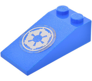 LEGO Bleu Pente 2 x 4 (18°) avec Star Wars imperial logo Autocollant (30363)