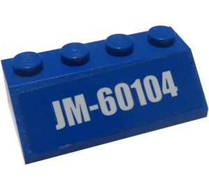 LEGO Blue Slope 2 x 4 (45°) with JM-60104 Sticker with Rough Surface (3037)