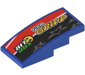 LEGO Blue Slope 2 x 4 Curved with 'BIT BOX', 'FIRM GRIPP' and 4 Stars (Left) Sticker (93606)